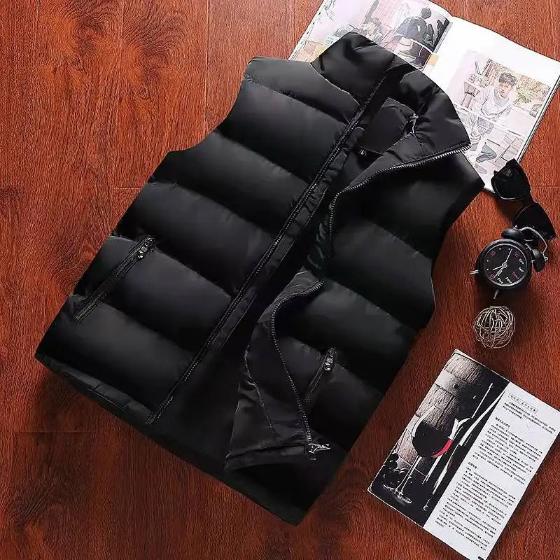 Men's Jacket Apparel: Warm, Waterproof, Winter Sleeveless Zipper Coat With Stand-Up Collar / Rungear