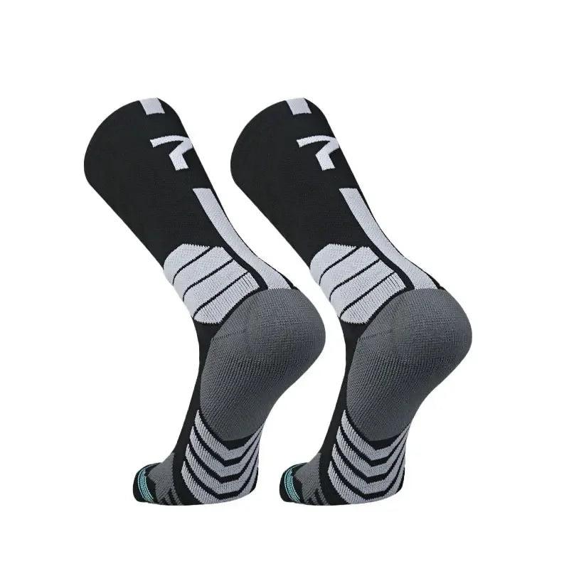 Running Compression Gear: Unisex, High Quality, Towel Bottom, Compression Sports Socks With Number Print / Rungear
