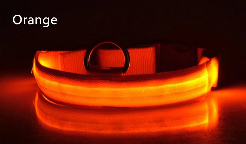LED Light Night Safety Anti-Lost Nylon Adjustable Collar For Dogs