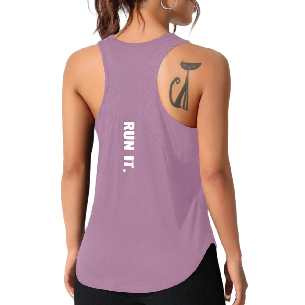 Women's Sleeveless Loose Long Fitness Running Hiking Activewear Top