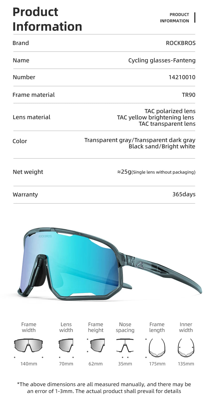 Sunglasses Running Gear: ROCKBROS Polarized Sunglasses, Outdoor UV400 Protection, Sports Eyewear for Outdoor Sports / Rungear
