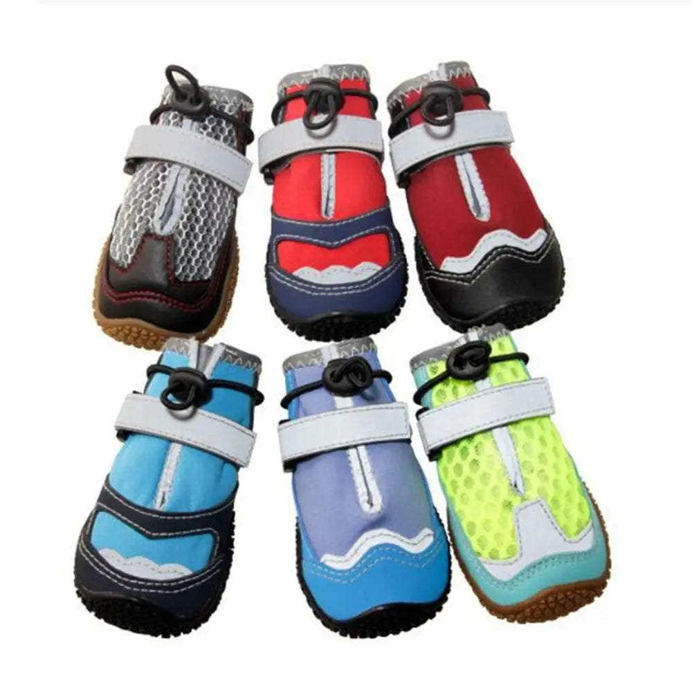 Dog Boots Accessories: 4 Pc Waterproof, Breathable, Anti-Slip, Comfortable Dog Boots With Adjustable Strap / Rungear