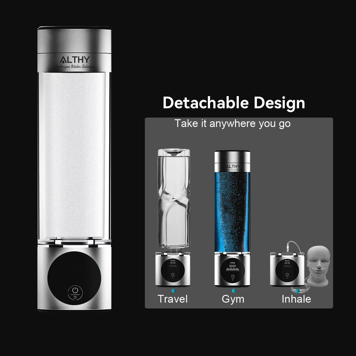 Recovery Gear Accessories: ALTHY Performance Hydrogen Water Generator Bottle, DuPont SPE+PEM Dual Chamber / Rungear