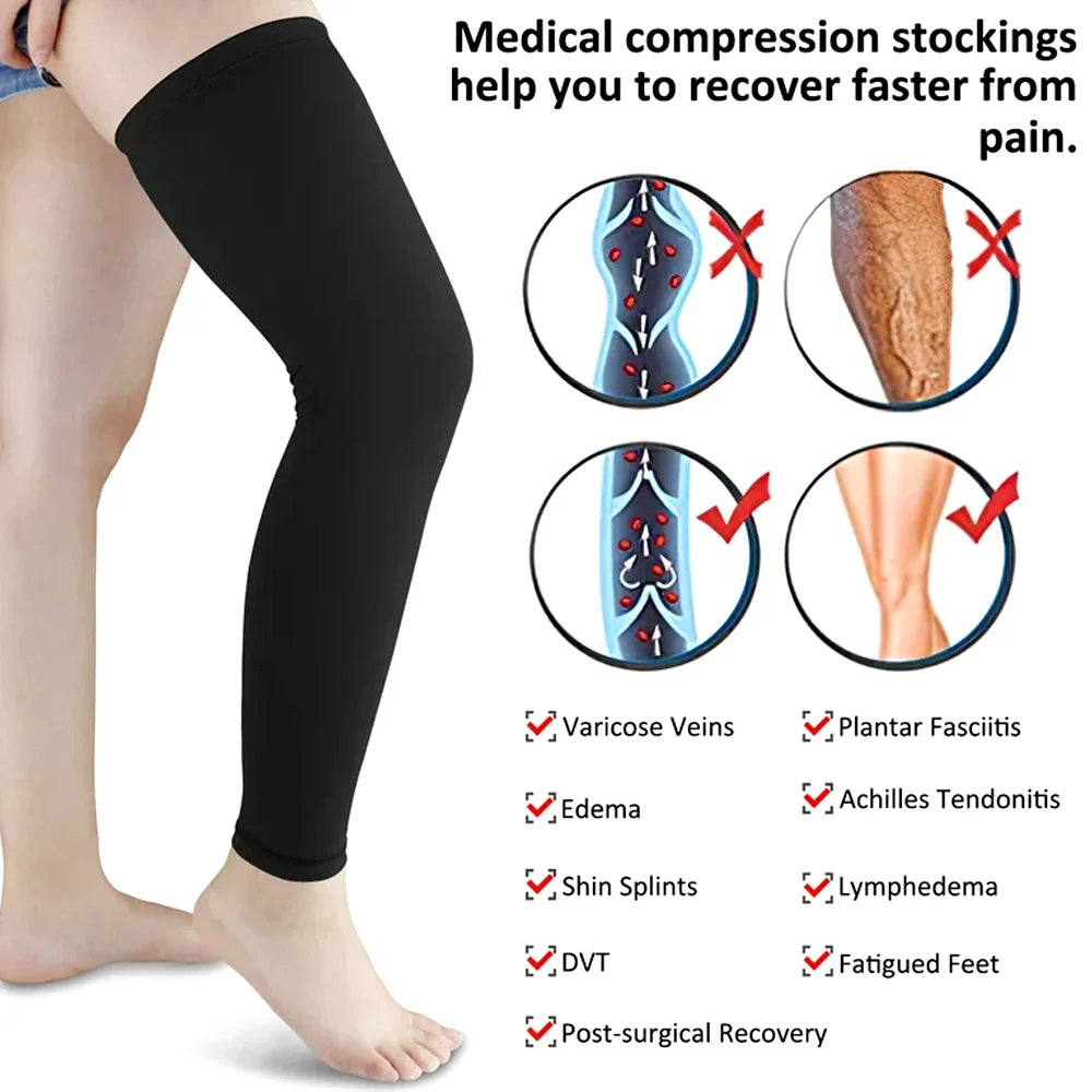 Running Compression Apparel: 1PC Full Length, Unisex, Compression Sports Leg Sleeve for Thigh, Knee, Calf / Rungear