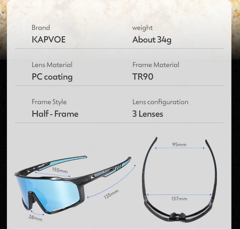 KAPVOE UV400 Glasses Unisex Cycling Outdoor Sports Running Eyewear