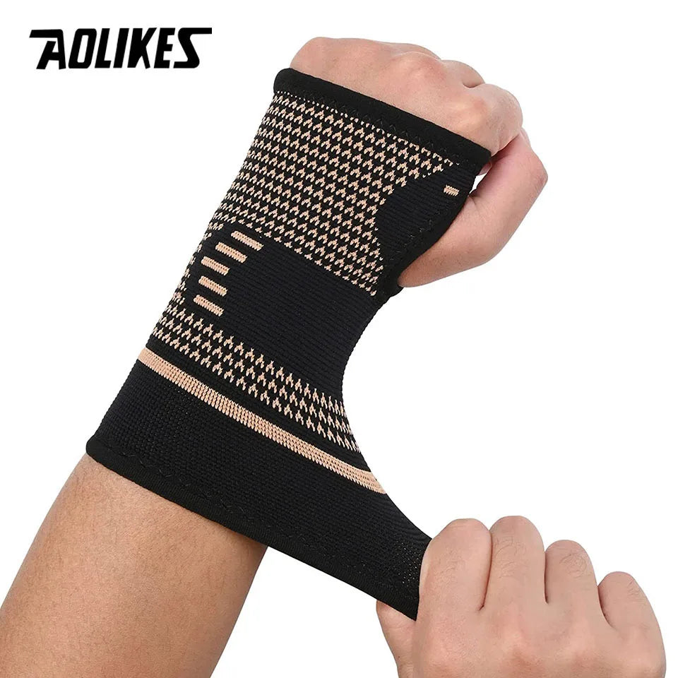 Running Recovery Apparel: AOLIKES 1 Pair Wrist Support Sleeves, Copper Infused, Injury Recovery, Left Right, Arthritis / Rungear