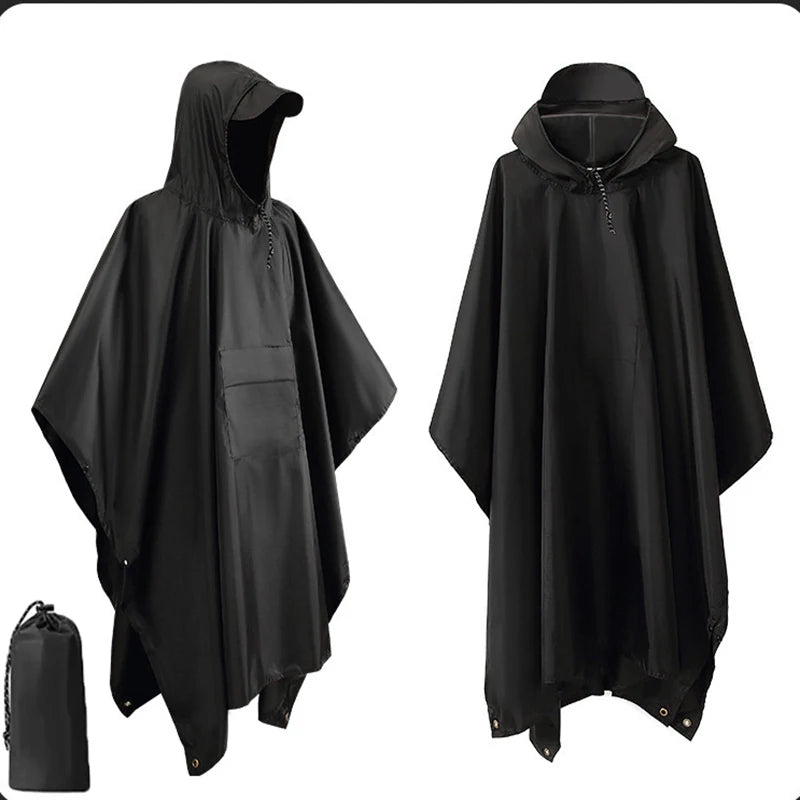 Trail Gear Accessories: 3 In 1 Outdoor Waterproof Hooded Raincoat Cover With Sleeves / Rungear
