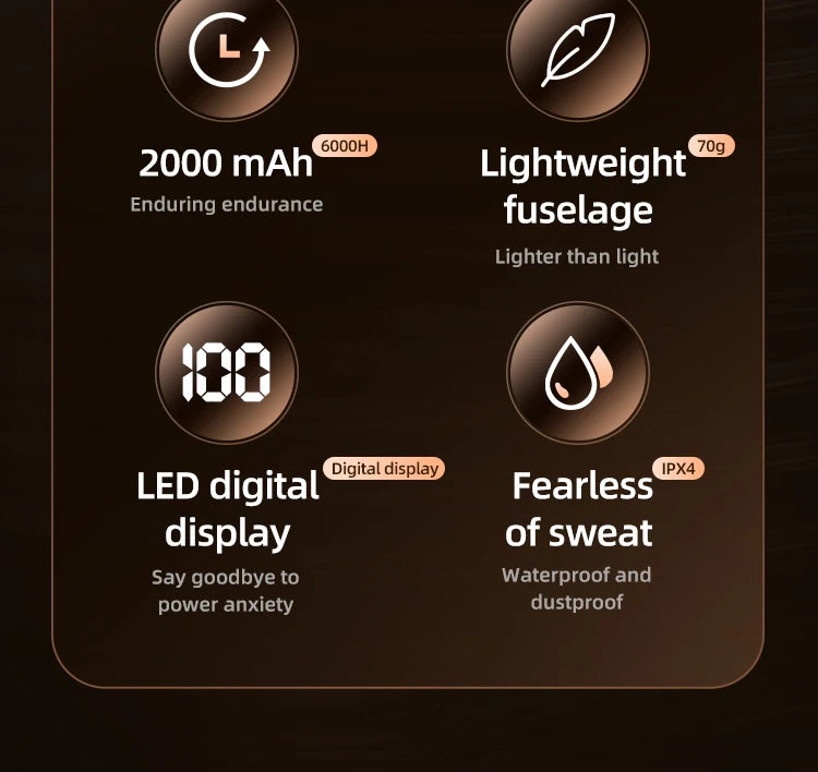 BT8 Wireless Bluetooth Headphones Outdoor Sports 5.3 With Touch Control Charging Display