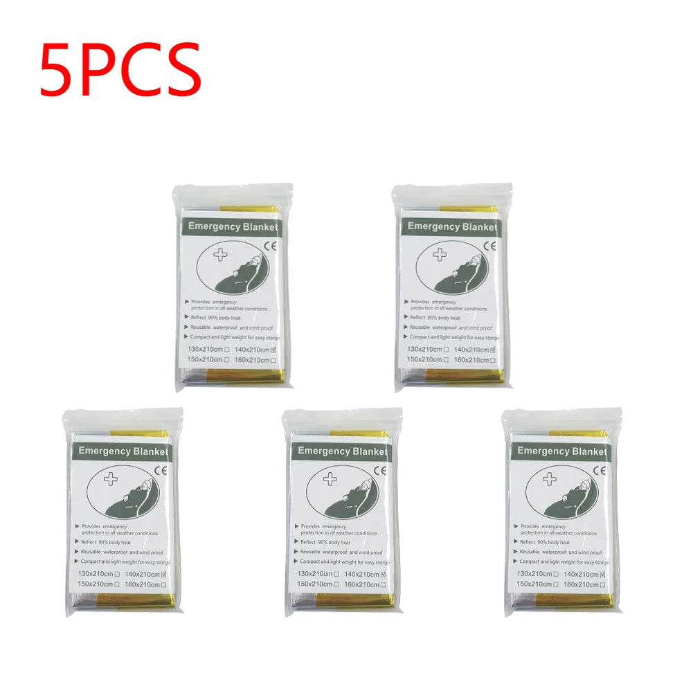 Trail Gear Accessories: 1-10 PC Emergency Thermal, Windproof Foil Survival Blanket / Rungear
