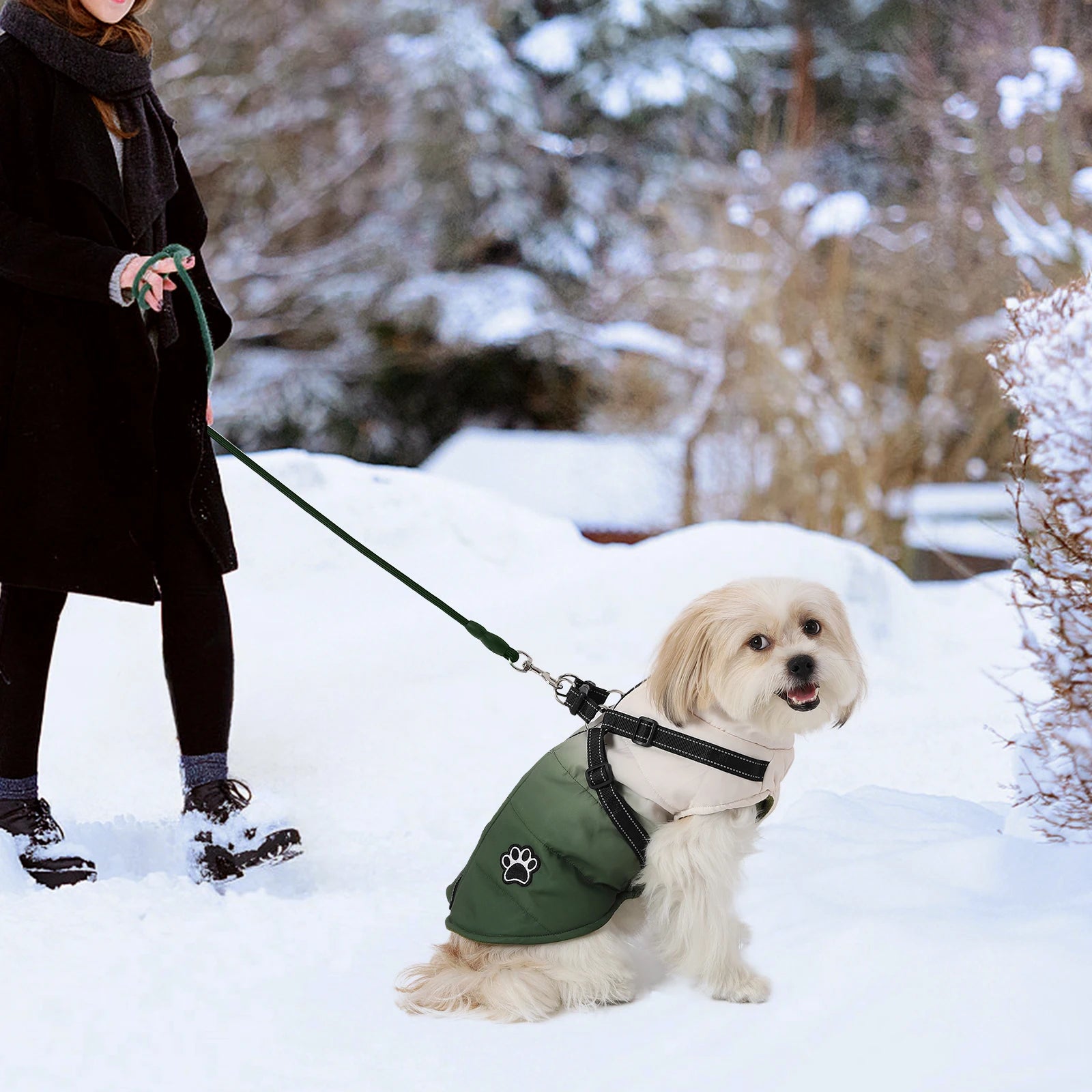 Dog Jacket Accessories: Winter Warm, Reflective, Windproof Harness With Back Zipper / Rungear