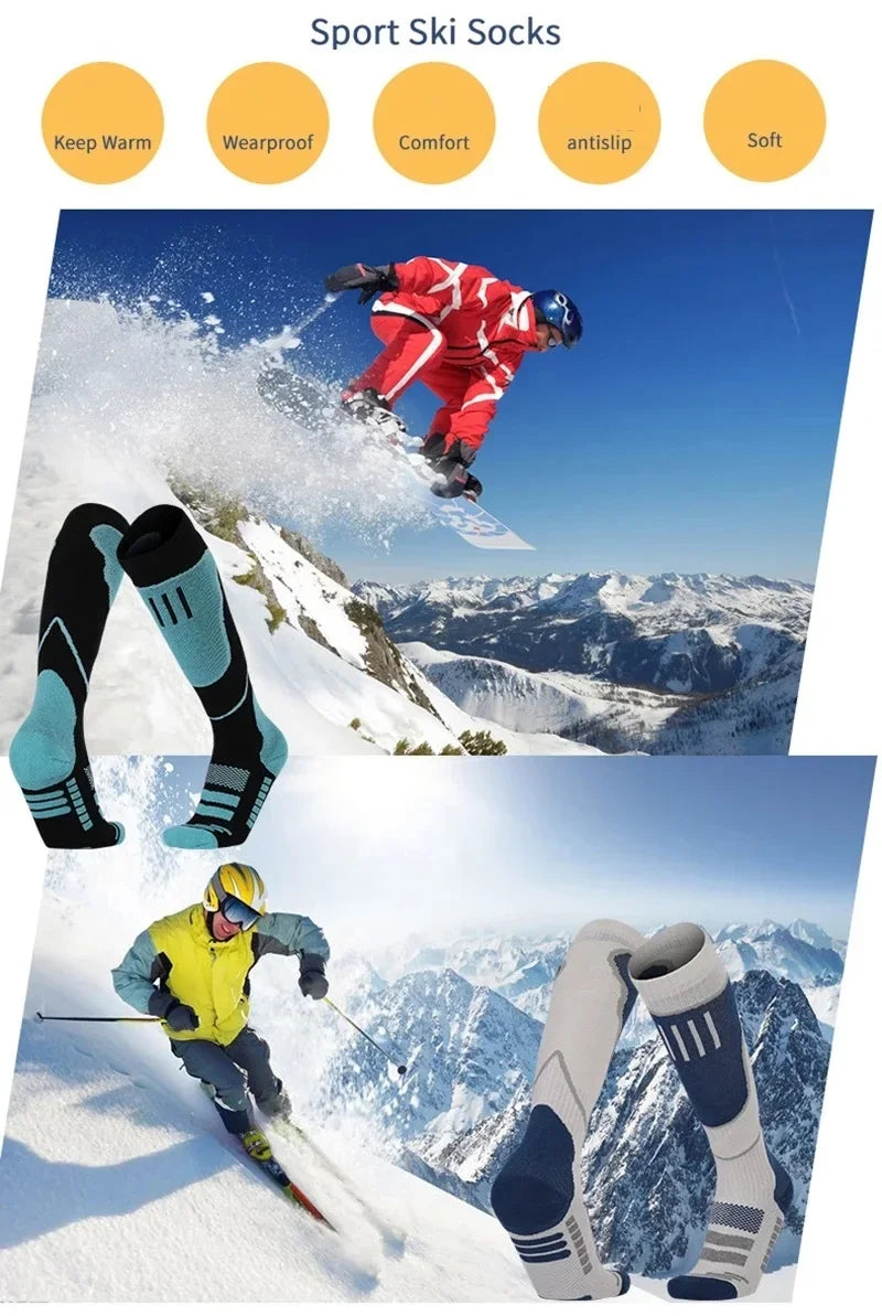 Running Compression Socks: 1 PR Unisex, Winter Merino Wool, Thermal Long Compression Socks for Running, Hiking / Rungear