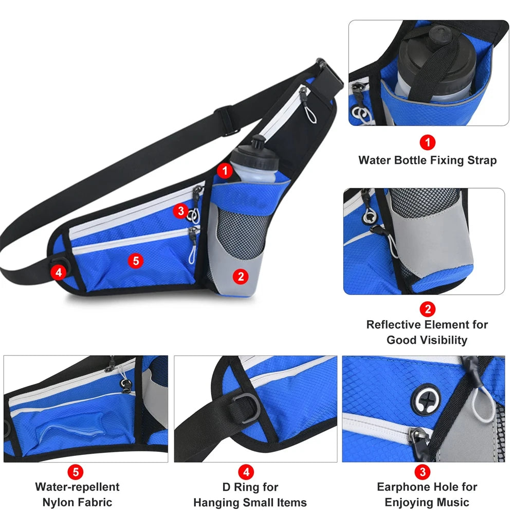 Running Hydration Accessories: 1PC Unisex, Reflective, Adjustable Running Hydration Belt with Water Bottle  Buckle for Hiking, Running / Rungear