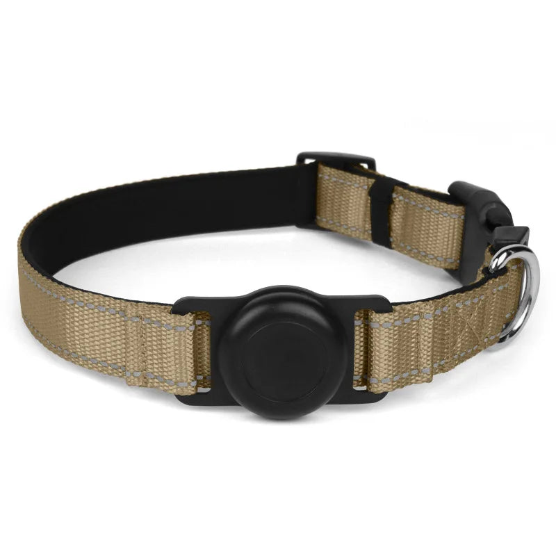 Reflective Adjustable AirTag Pet Collar with Buckle for Medium Dogs