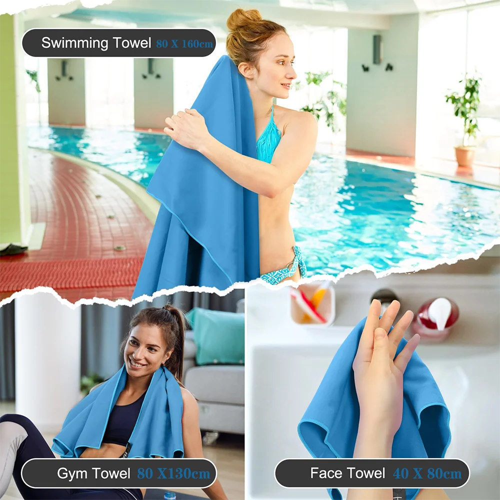 Microfibre Gym Towel Silver ION OdourFree Fast Drying Workout Gear