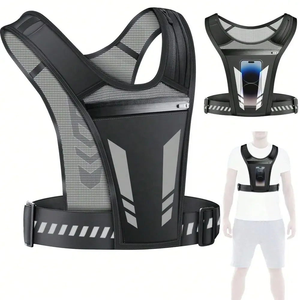 Running Reflective Gear: Reflective, Breathable Chest Bag Running Sports Backpack Fitness Vest / Rungear