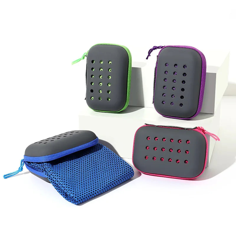Quick Dry Towel Accessories: Soft, Breathable, Sweat Absorbent Towel with Storage Box for All Sports, Running, Gym Fitness / Rungear