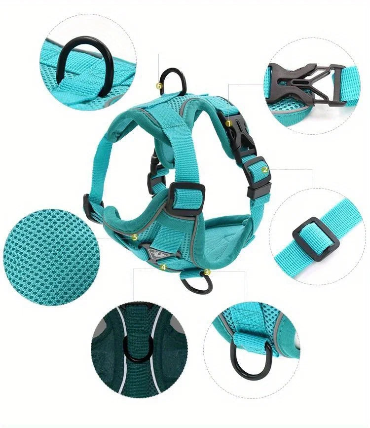 Dog Halter Accessories: Adjustable, Reflective, No Pull Dog Harness Vest and Leash Set for Small Dogs / Rungear