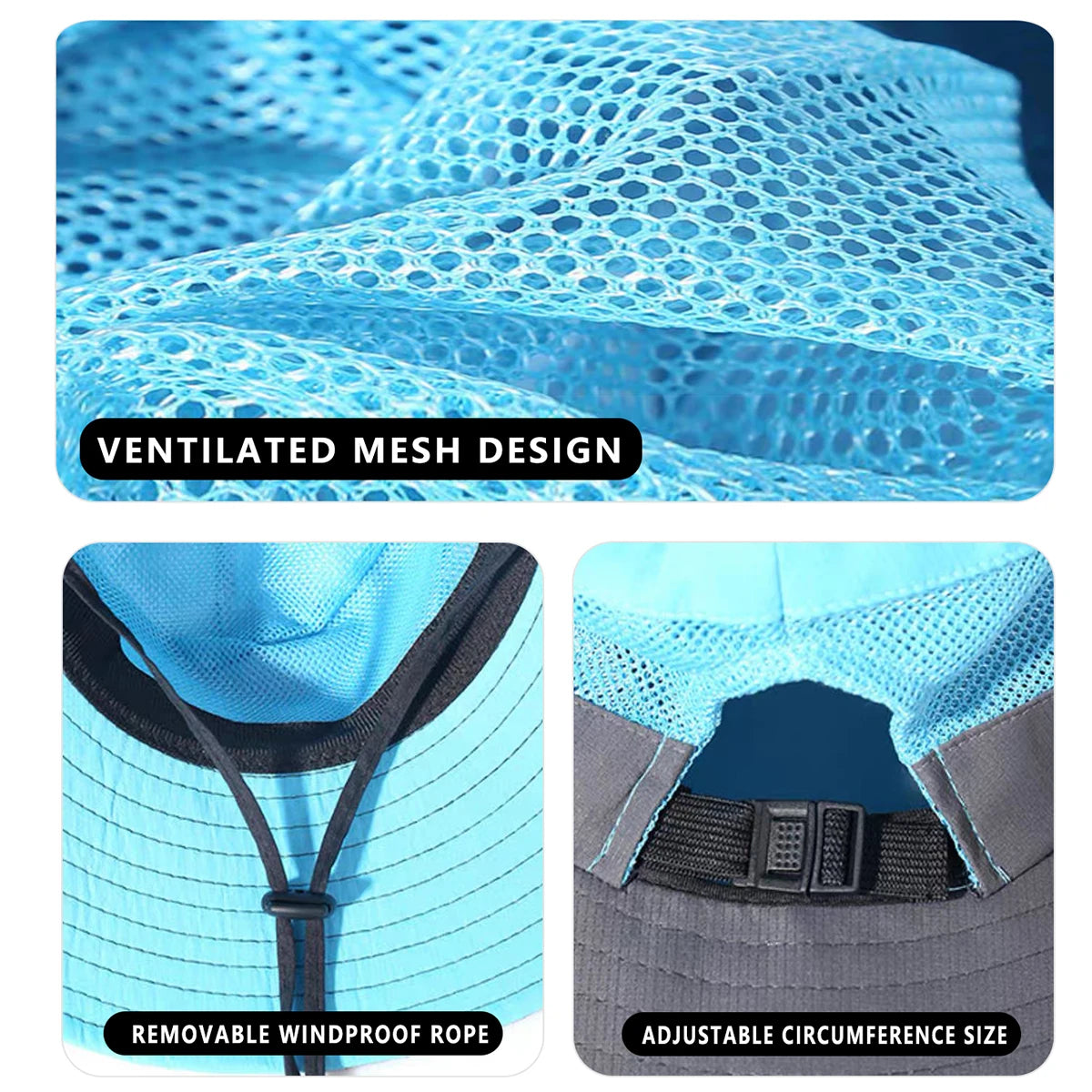 Hat Gear Accessories: Unisex Wide-Brimmed, Breathable, Quick-Dry, Hiking Bucket for Sun Protection / Rungear
