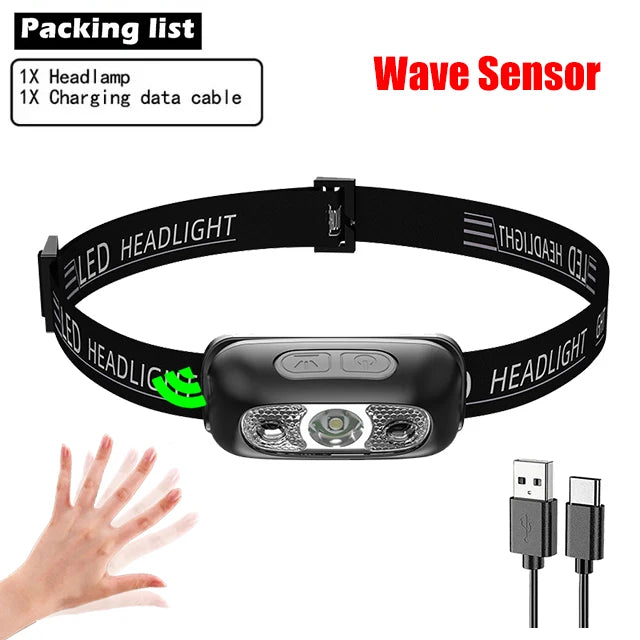Running Equipment NZ: Mini USB Rechargeable Powerful Sensor Headlamp COB LED Head Light Torch Front Lantern / Rungear