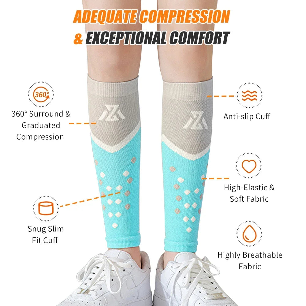 Compression Apparel Gear: 1Pair Unisex, Footless Calf Compression Sleeve Socks for Shin Splint &Varicose Vein / Rungear