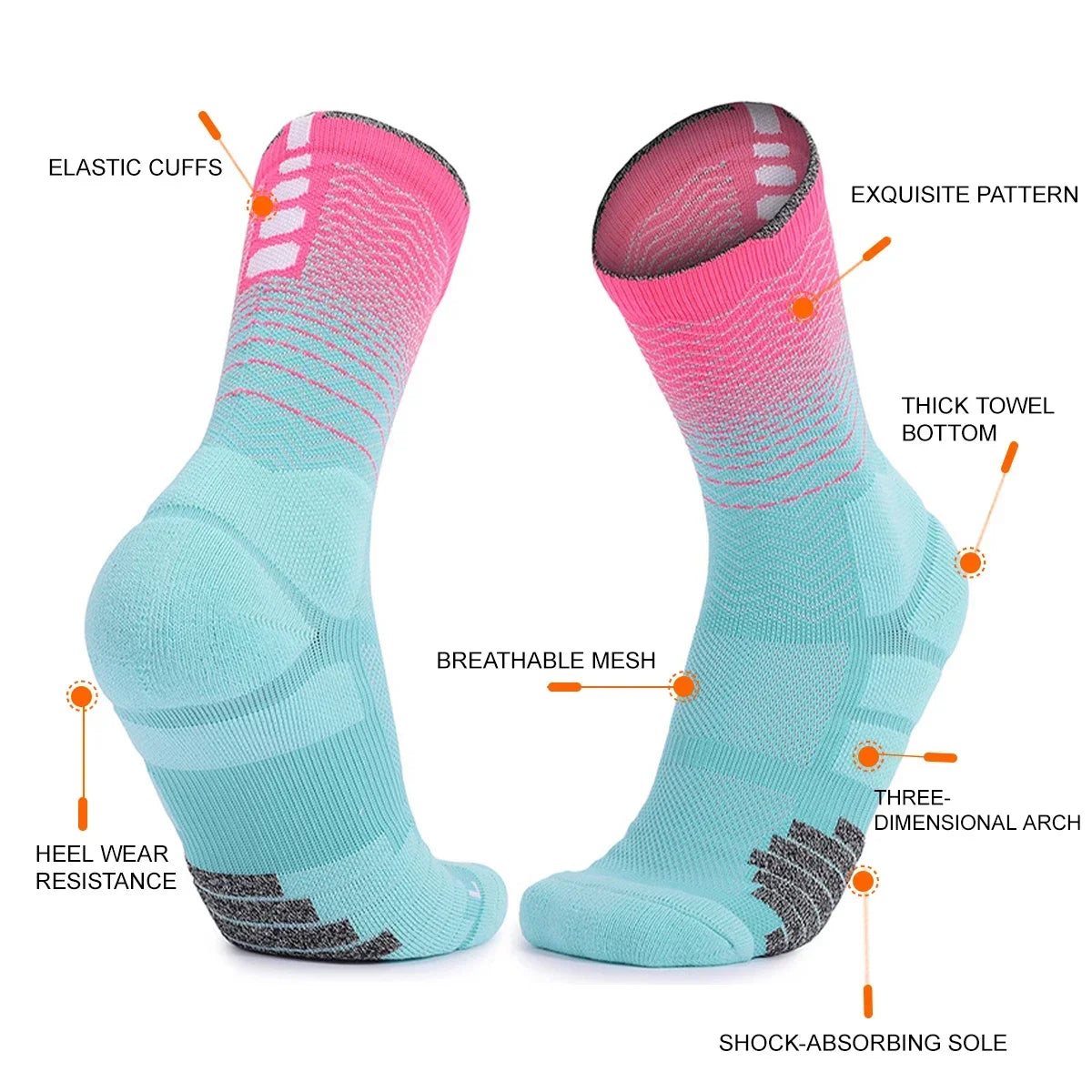 Moisture-Wicking Sock Gear: WRELS Athletic Cushion, Sweat Absorbing, Moisture Wicking Sports Socks Thickened Towel Bottom / Rungear