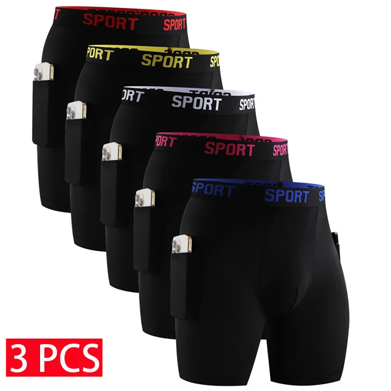 Men's Running Apparel: 3PC High Elasticity, Comfortable, Breathable, Flat-Crotch Underwear / Rungear