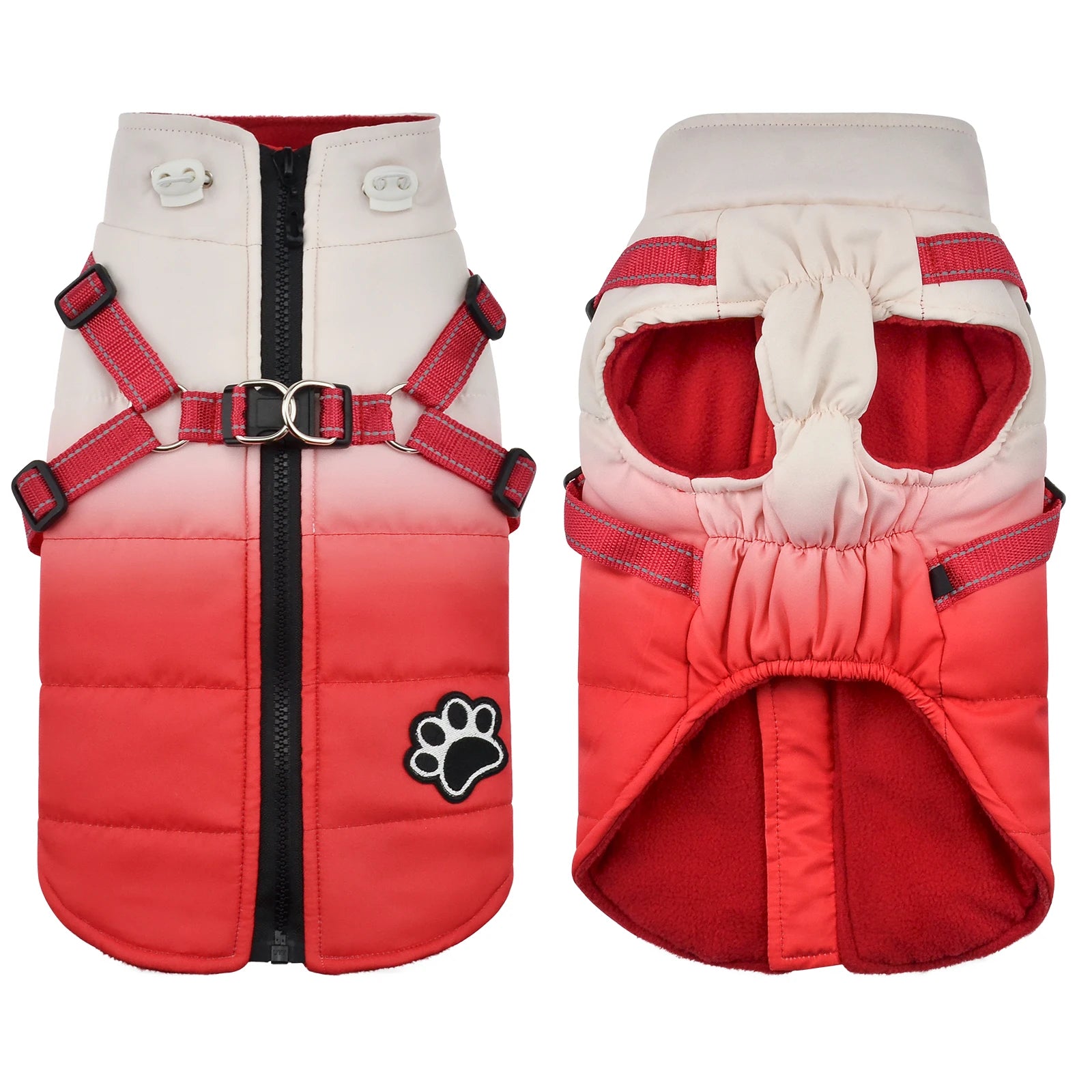 Dog Jacket Accessories: Winter Warm, Reflective, Windproof Harness With Back Zipper / Rungear