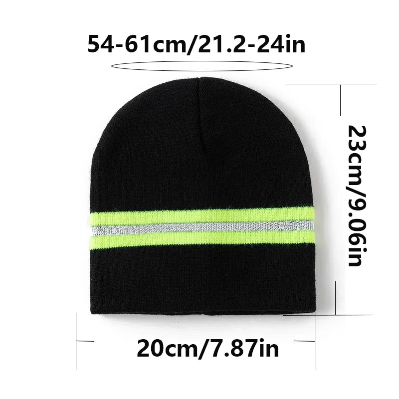Reflective Hat Gear: Unisex, Warm, Thermal Knit Beanie with Reflective Stripe for Outdoor Sports / Rungear