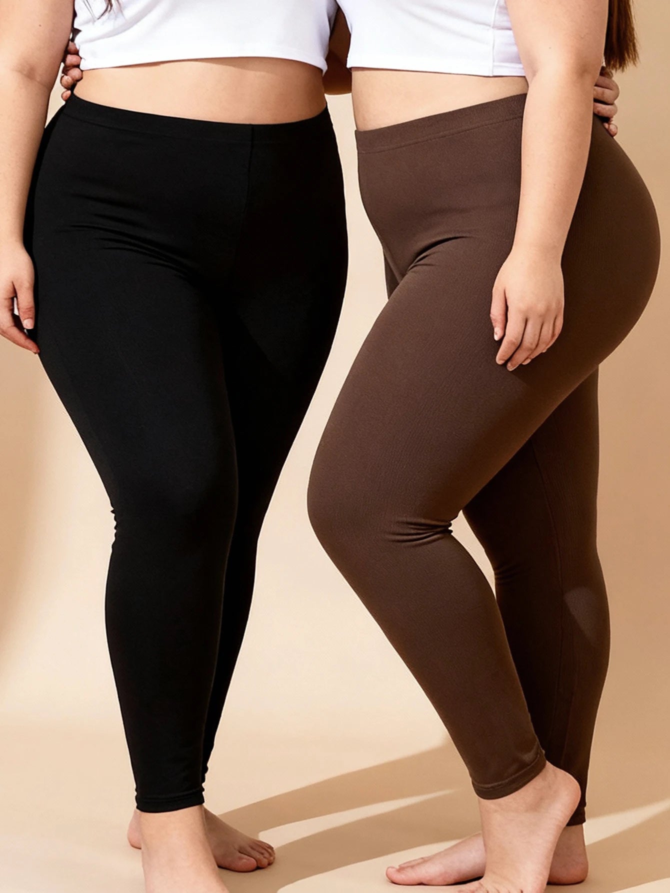 Plus Size Women's 2-Pack Solid Color Soft Slim Fit All-Season Stretch Legging Sports Pants