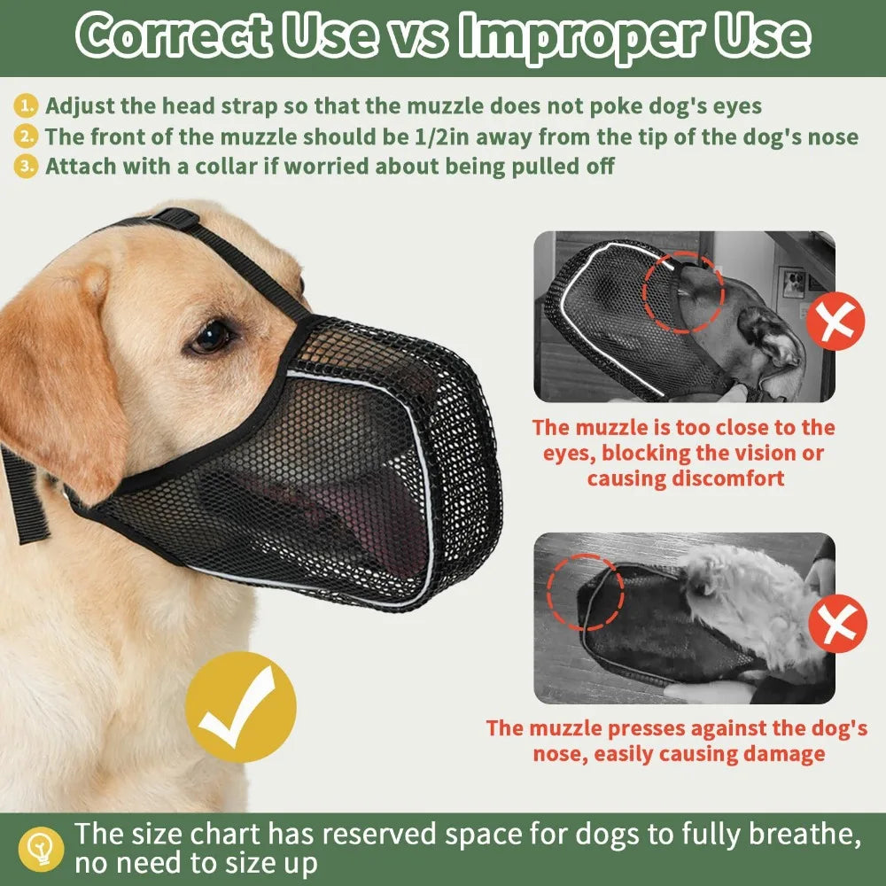 Running Dog Accessories: Breathable, Soft Mesh, Full Coverage Dog Muzzle for Small To Large Dogs Mask / Rungear