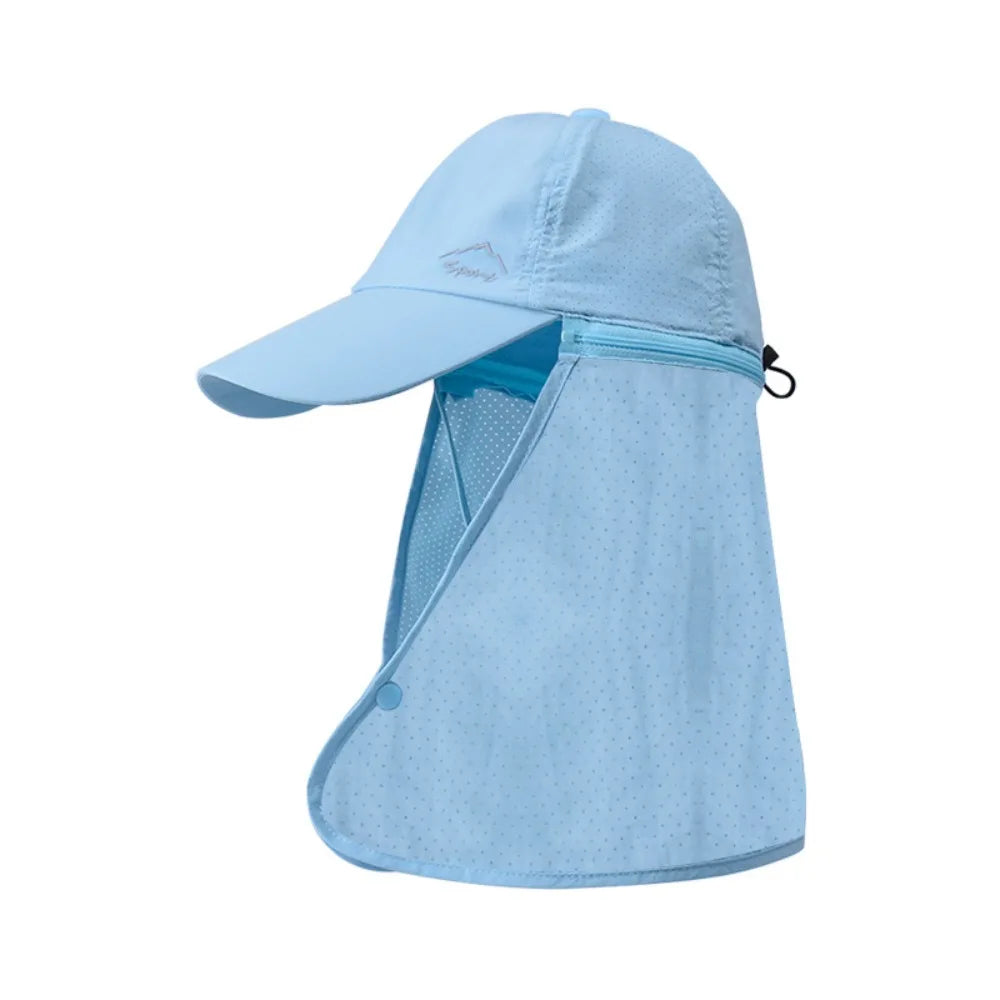 Unisex Breathable Detachable Mask Wide Brimmed Bucket Sunhat For All Outdoor Sports
