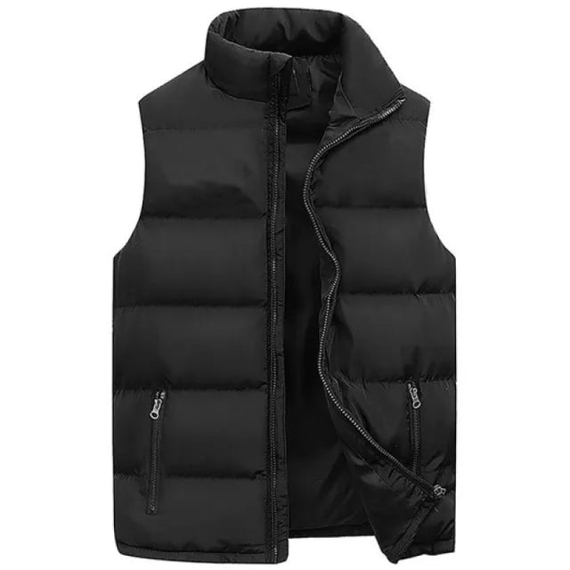 Men's Jacket Apparel: Warm, Waterproof, Winter Sleeveless Zipper Coat With Stand-Up Collar / Rungear