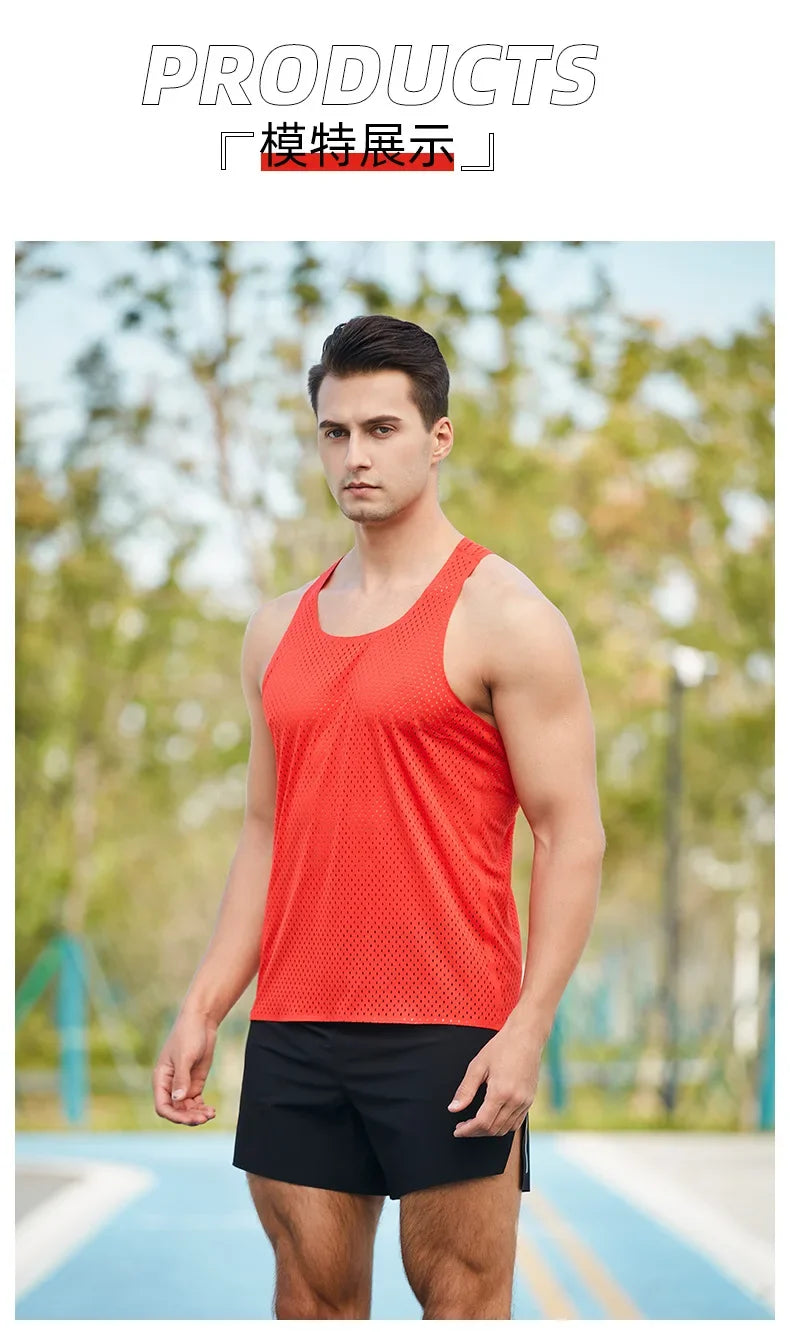 Men's Running Marathon Apparel: Summer, Sleeveless Marathon Long Distance Running, Quick-Dry, Breathable Mesh Sports Top / Rungear