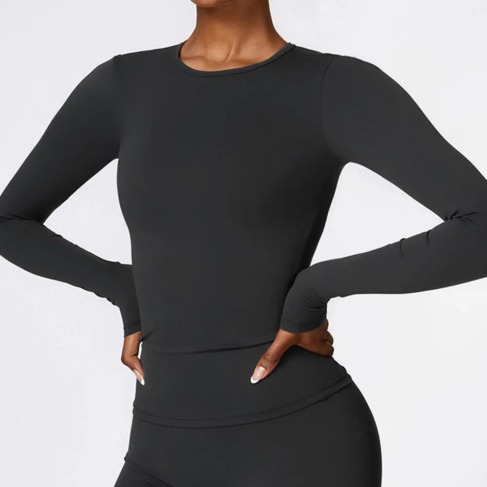 Women's Quick Dry Apparel: Breathable, Long Sleeved, Round Neck, Crop Top Workout Running, Hiking Set /  Rungear