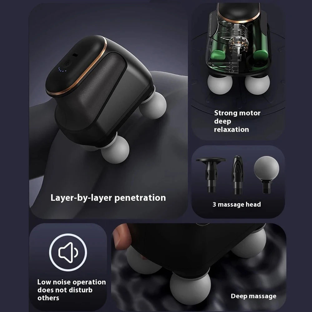 Recovery Massage Accessories: Portable, 4 Head, High Frequency, Fascia Gun Muscle Massager Machine / Rungear