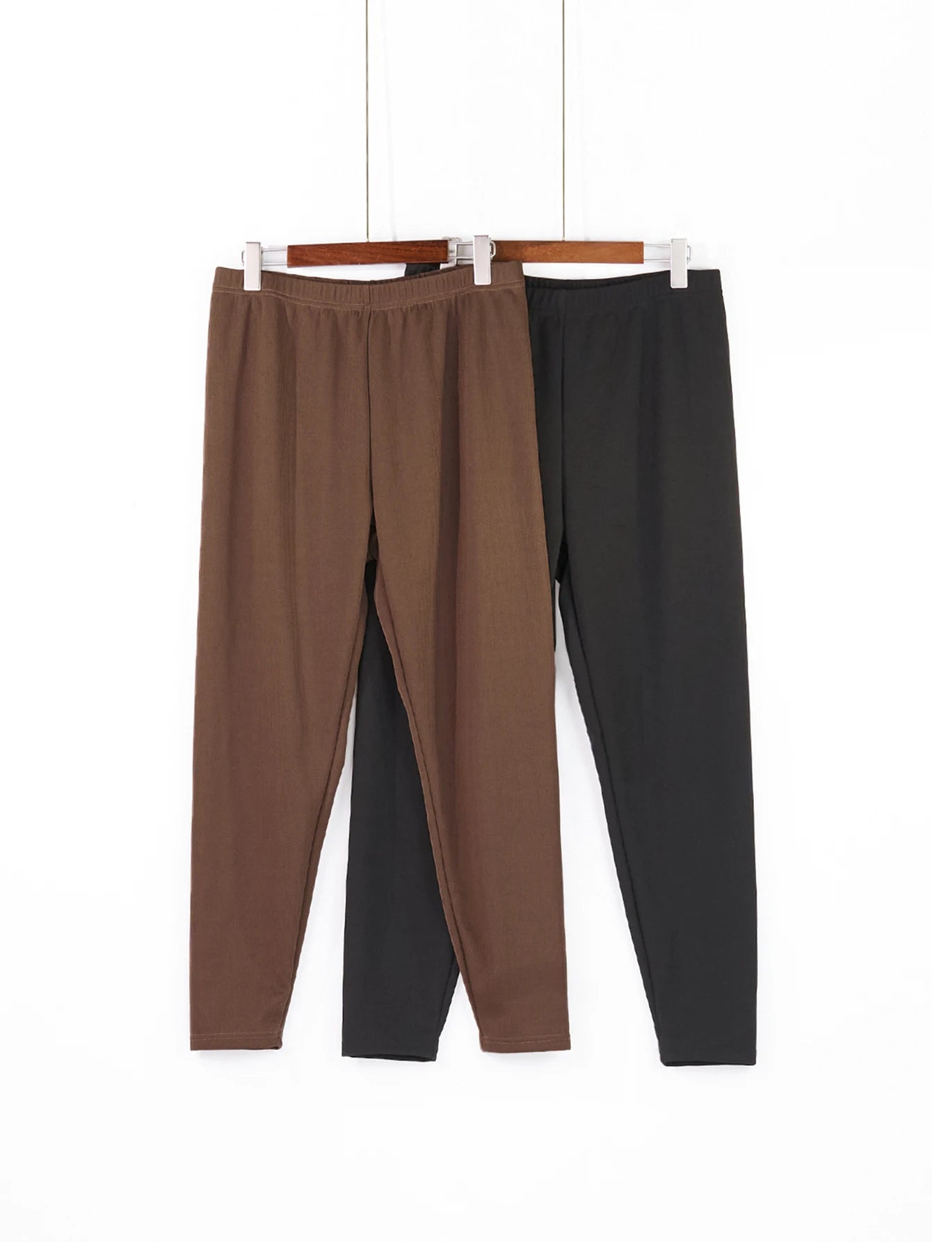 Plus Size Women's 2-Pack Solid Color Soft Slim Fit All-Season Stretch Legging Sports Pants