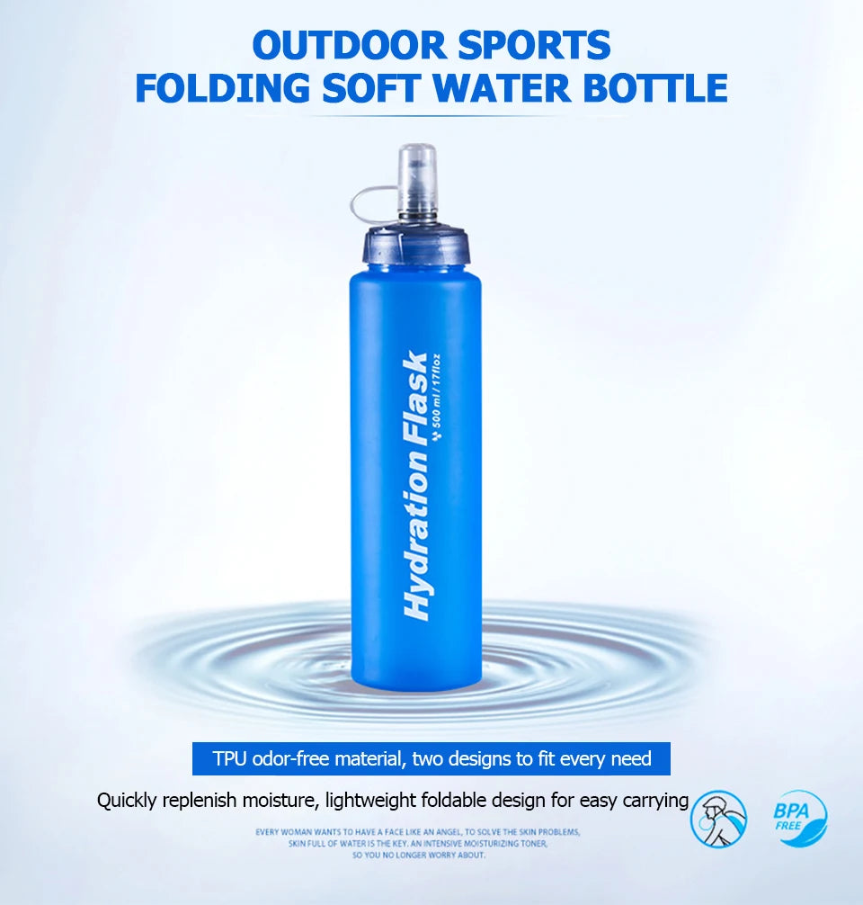 Running Hydration Accessories: Foldable TPU Soft Flask, 250ml, 500ml, 750ml / Rungear