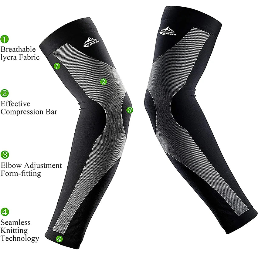 Compression Gear Accessories: 1PR Unisex Arm Compression Ice Silk Arm Sleeves for Sun UV Protection / Rungear