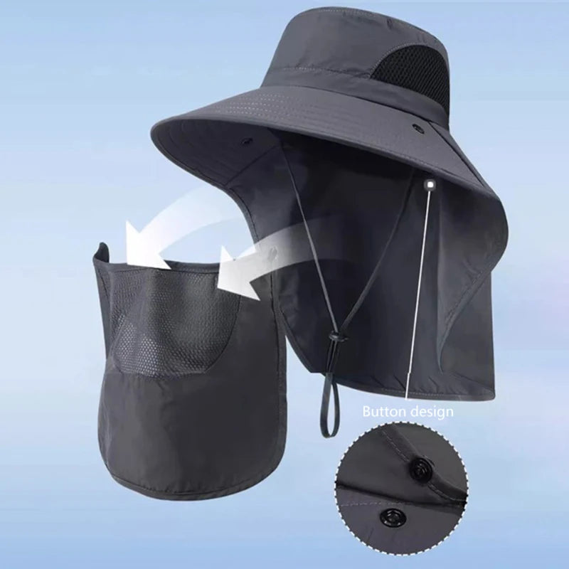 Summer Hat Gear: UV Protection, Outdoor Bucket Hat with Neck Flap Cap For Hiking, Outdoors / Rungear