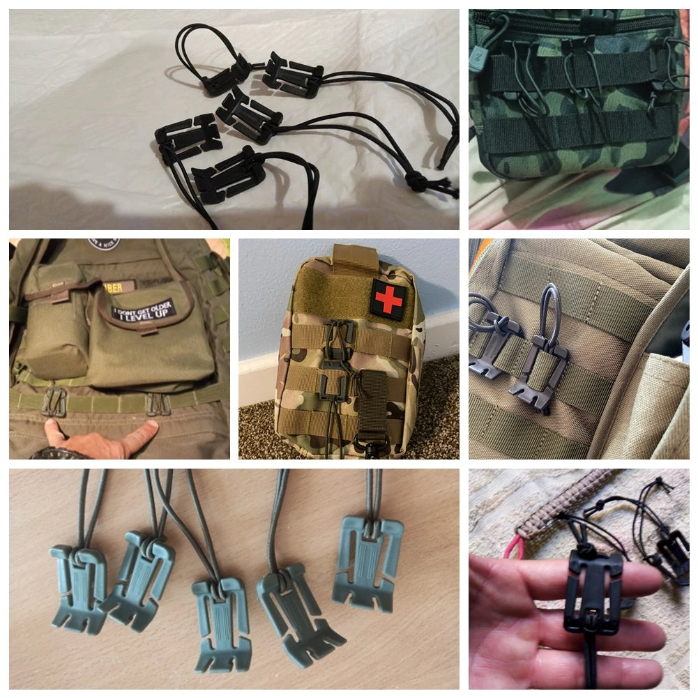 Trail Gear Accessories: 2PC Backpack Buckle Clamp Carabiner, Nylon Bag Hanger Hook / Rungear
