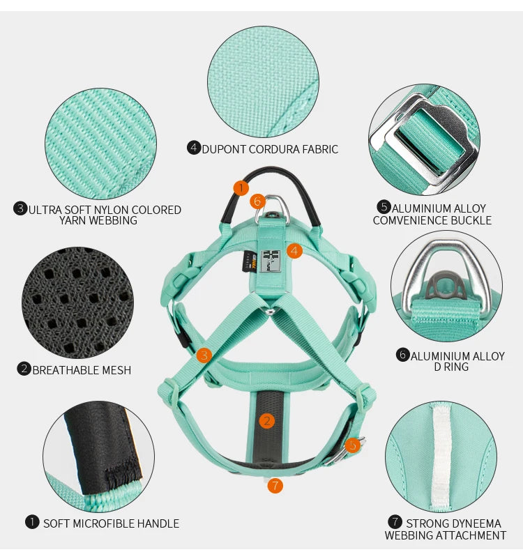 Dog Gear Accessories: SMALL COMBINATION No Pull, Nylon, Adjustable, Reflective, Comfortable, Dog Control Harness / Rungear