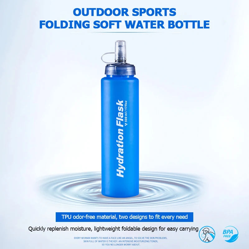 Running Hydration Accessories: Foldable TPU Soft Flask, 250ml, 500ml, 750ml / Rungear