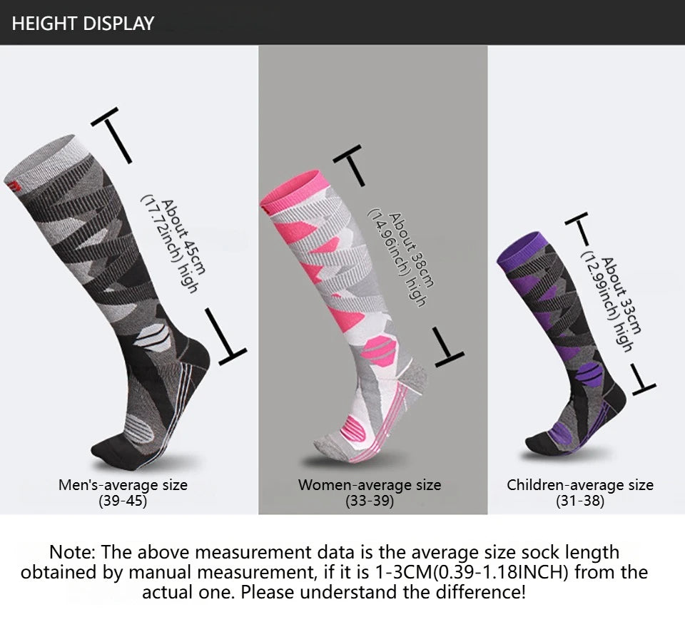 Sock Gear Accessories: GTUBIKE 1 PR Winter Warm, Anti-Slip, Moisture-Wicking, Thickened Compression Thermal Socks / Rungear
