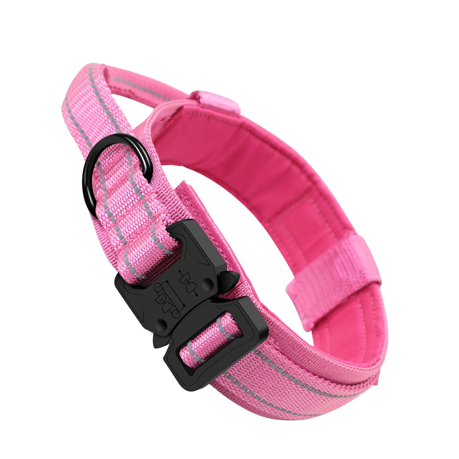 Reflective Dog Collars: Adjustable, Reflective, Quick Release, Nylon Training Dog Collar With Handle / Rungear