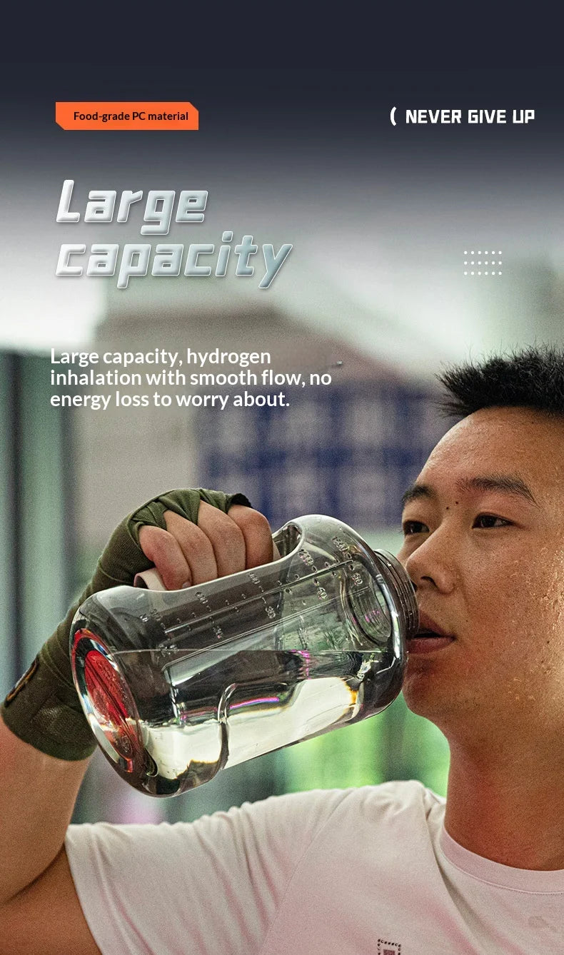 Running Hydration Accessories: Portable, Hydrogen Water Bottle 1.5L, Rich Water Generator, Large Capacity Sports Cup for Gym Outdoor Fitness / Rungear