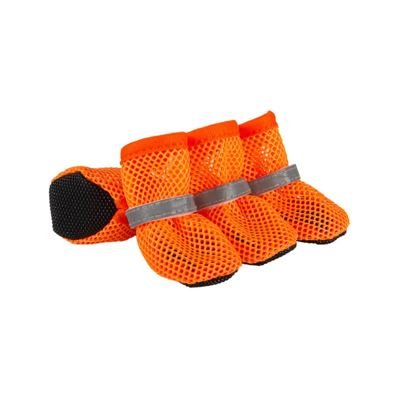 Dg Gear Accessories: 4Pc Summer Cooling, Breathable Mesh, Reflective, High Visibility Dog Boots With Soft Sole for Paw Protection / Rungear
