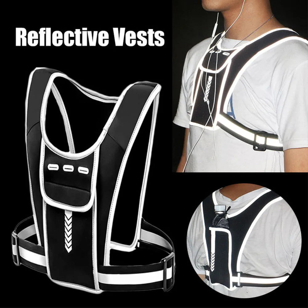 Safety Vest Accessories: Reflective, Lightweight Night Vest with Phone Holder, Water Bottle for Running, Training, Hiking, Workouts / Rungear
