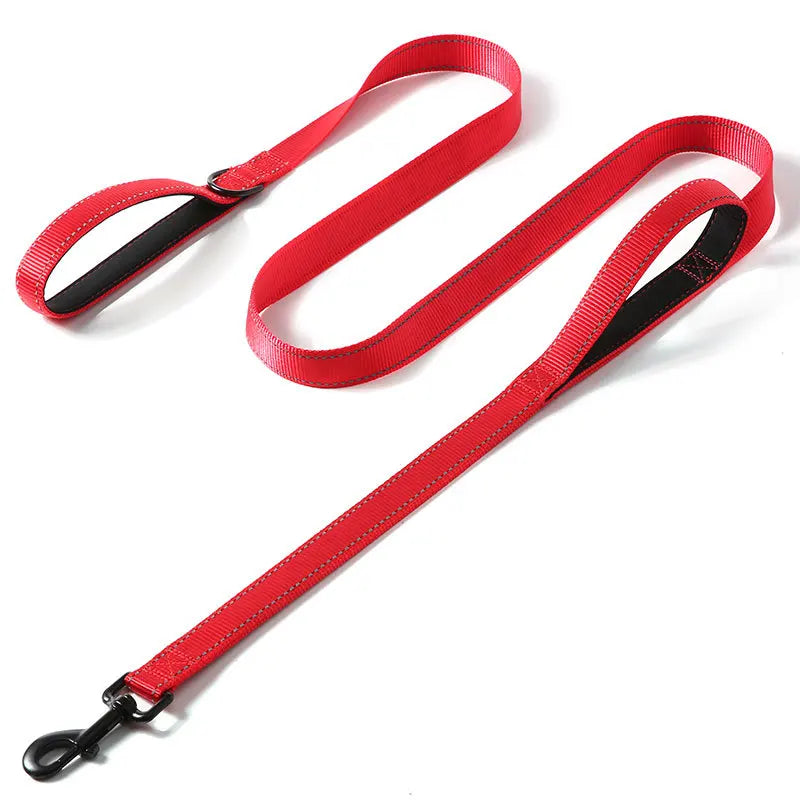 Pet Accessories Gear: 6FT Heavy Duty, Double Handle, Reflective, Nylon Dog Leash for Large Medium Dogs / Rungear