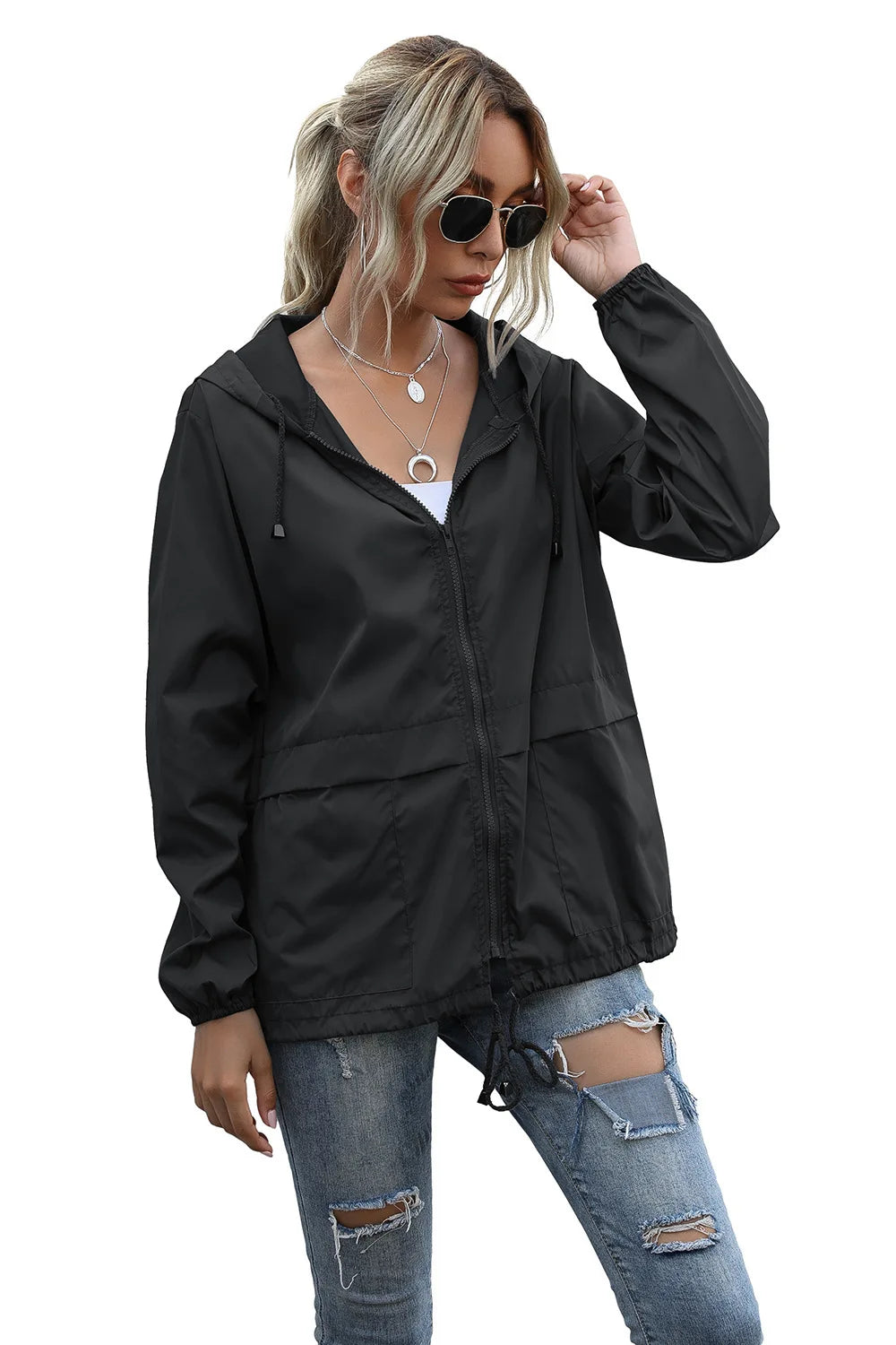 Women's Jackets Apparel: Ultralight, Waterproof, Windproof, Slim Hooded Windbreaker Jacket / Rungear