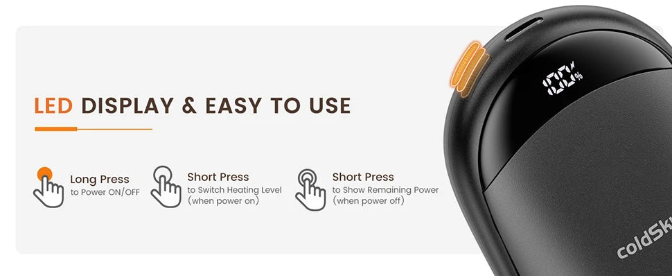 Portable 2-in-1 Rechargeable Magnetic Electric Hand Warmers with Digital Display